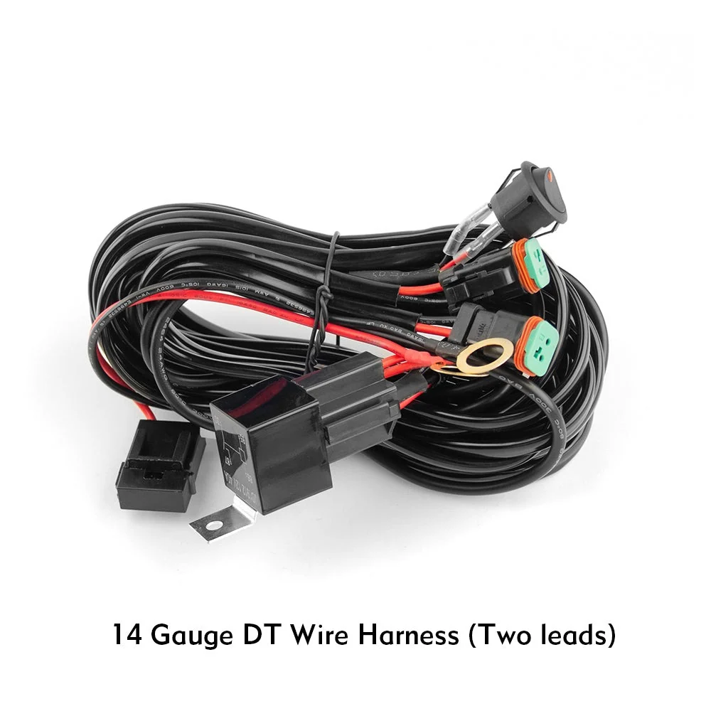 14AWG 2-Pin DT Connector Wire Harness Truck Jeep ATV UTV Offroad Lights -2 Leads/11.5ft