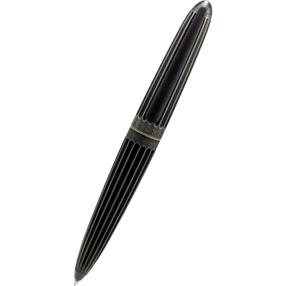 Diplomat Aero Stripes easyFLOW Ballpoint Pen - Oxyd Messing met hoogspanningskabels