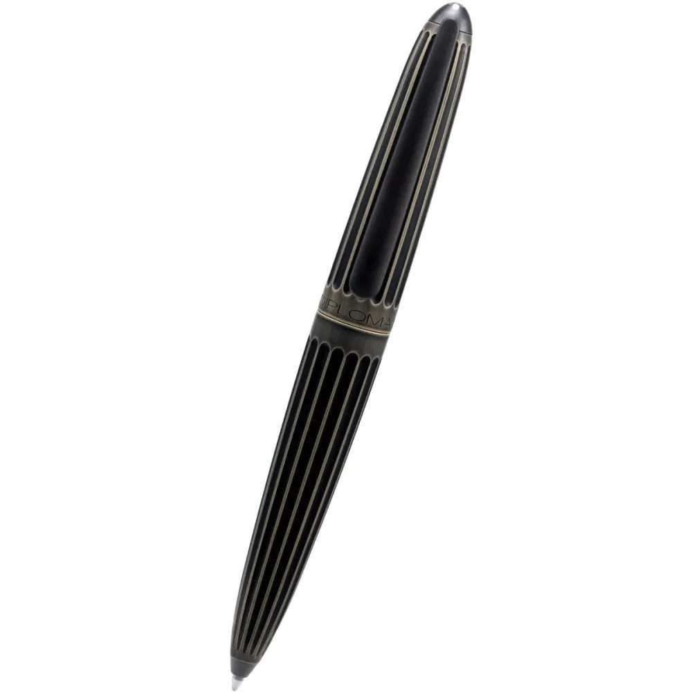 Diplomat Aero Stripes easyFLOW Ballpoint Pen - Oxyd Messing met hoogspanningskabels