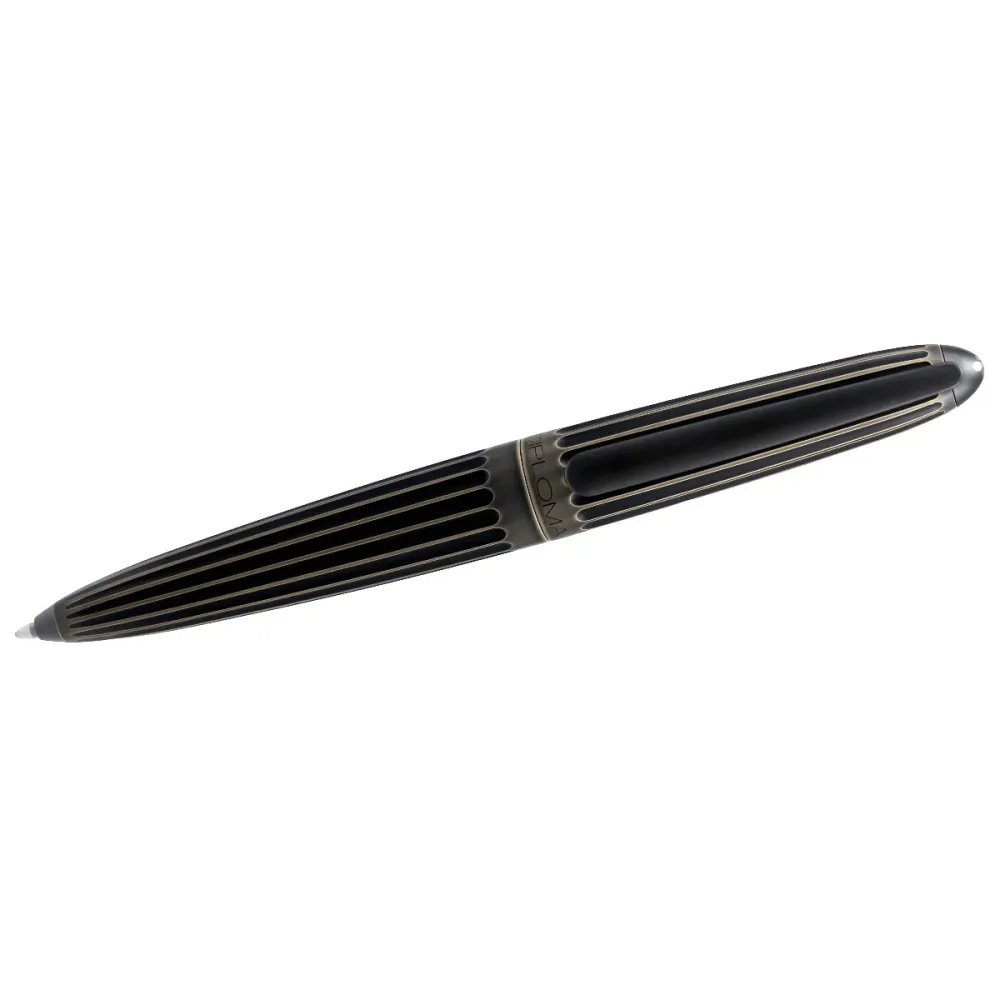 Diplomat Aero Stripes easyFLOW Ballpoint Pen - Oxyd Messing met hoogspanningskabels