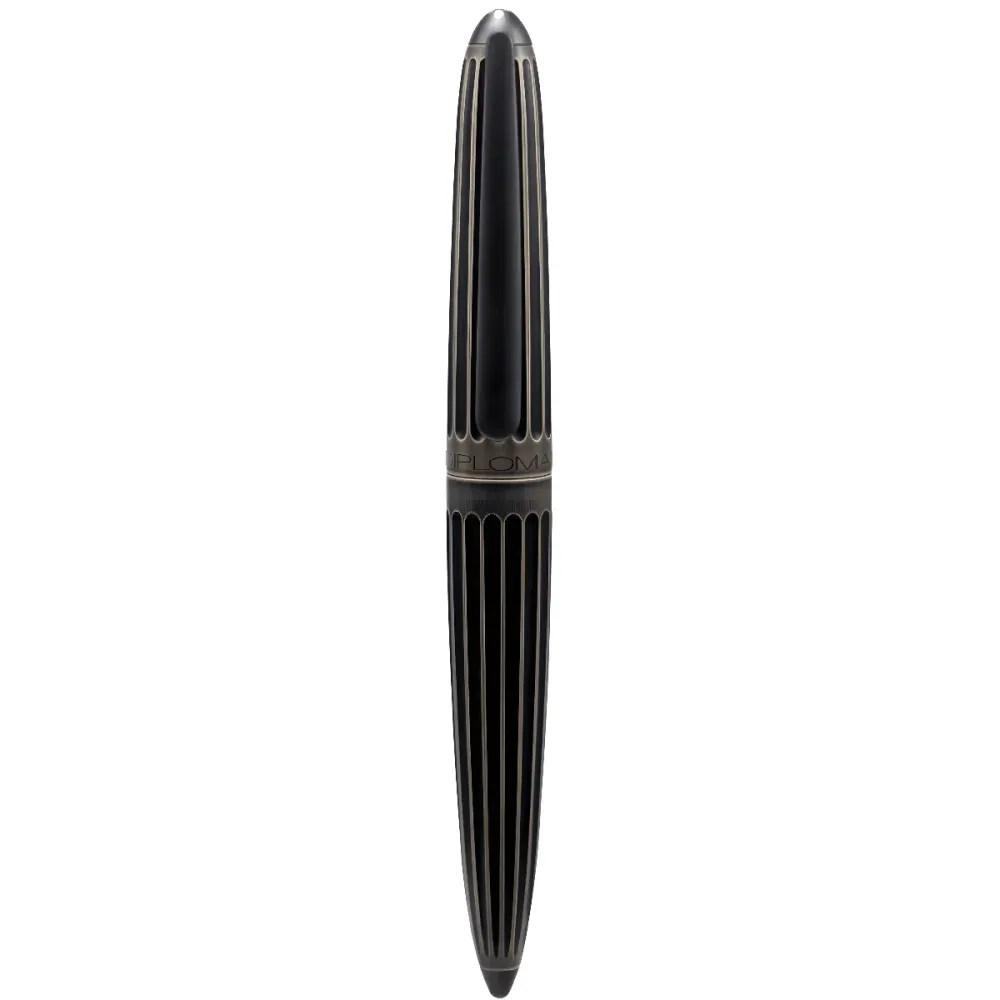 Diplomat Aero Stripes easyFLOW Ballpoint Pen - Oxyd Messing met hoogspanningskabels