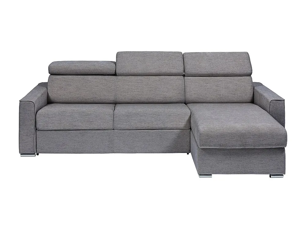 Omkeerbare slaapbank met hoek grijze stof latten van 160 cm dikte 22 cm VIZIR