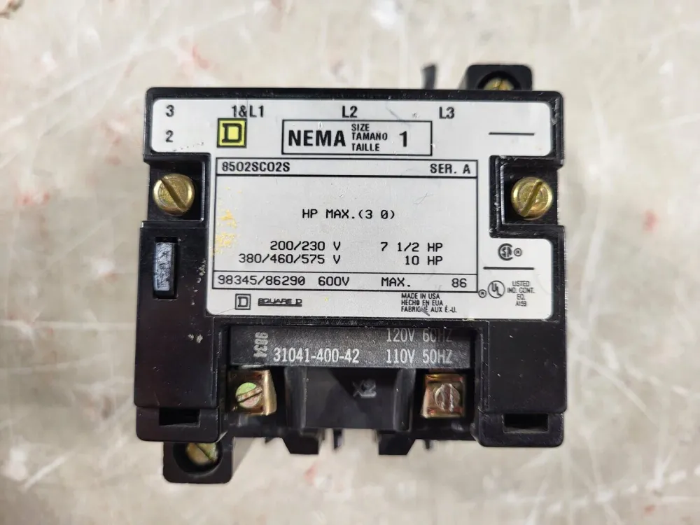 27 Amp, 3 Pole, 1 NO, 110/120 VAC Coil Contactor 8502SC02S voor Wintergebruik