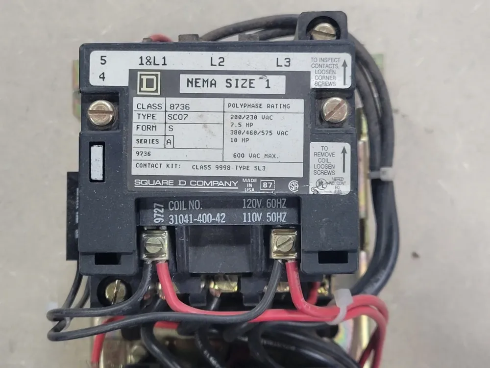 10 hp, NEMA Size 1, 110/120 VAC Coil Reversing Starter 8736SCO7V02S