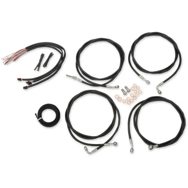 Complete Koolzwart Vinyl Braided Handlebar Cable/Brake Line Kit