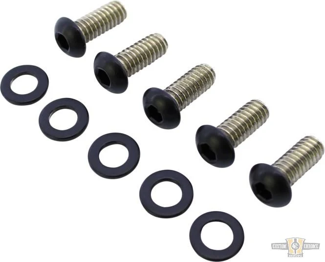 Derby Cover Screw Kits Flat Zwart Powder Coated Harley-Davidson