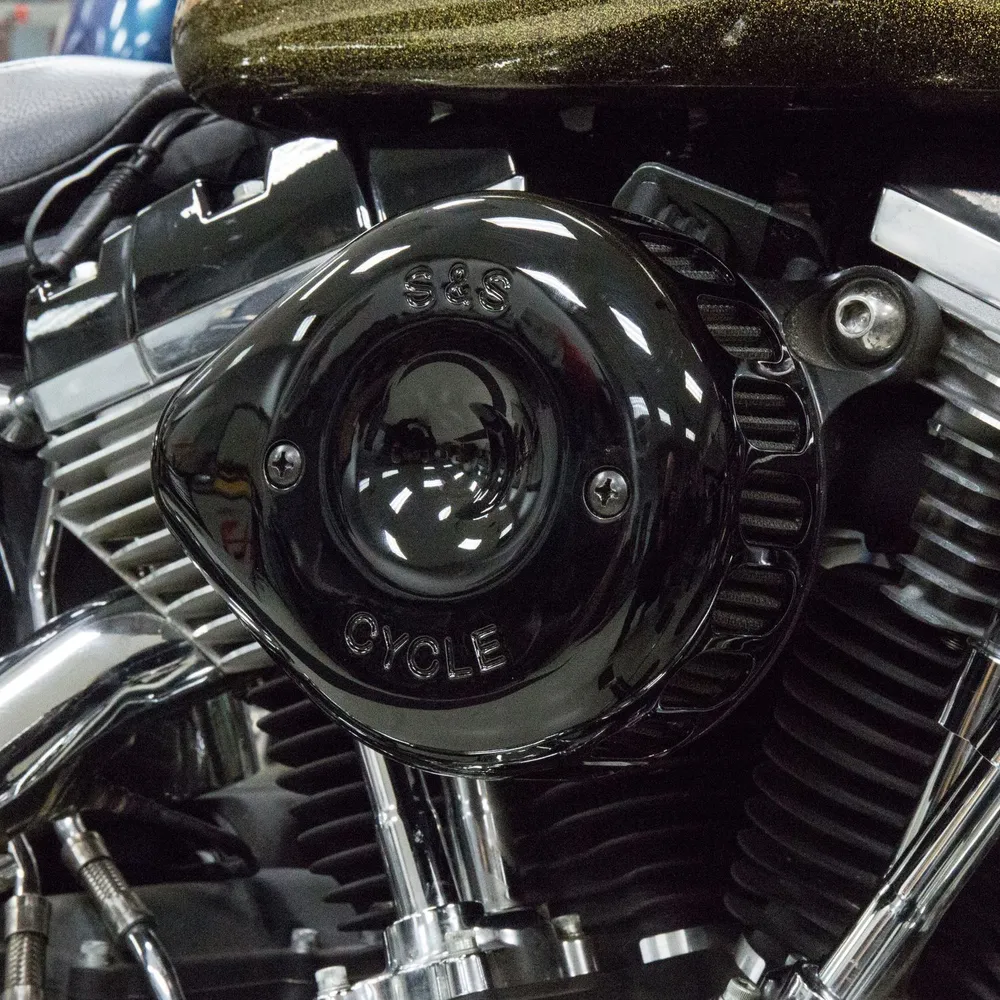 S&S Ebbenhout Mini Teardrop Stealth Air Cleaner Kit Harley-Davidson Twin Cam met geurreducerende laag