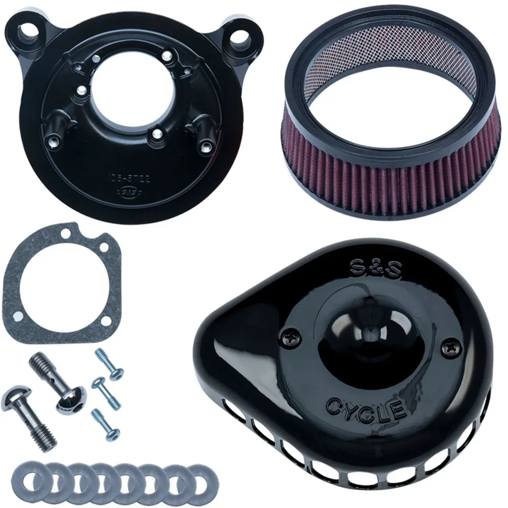 S&S Ebbenhout Mini Teardrop Stealth Air Cleaner Kit Harley-Davidson Twin Cam met geurreducerende laag