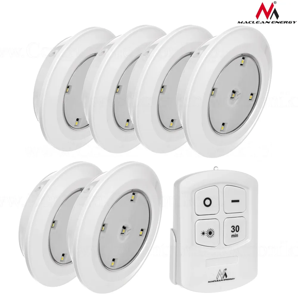 MacLean Energy MCE165 6 x LED -lampen Lichtset 6 PCS afstandsbediening AAA -batterij