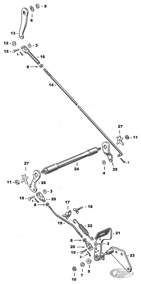 Mechanical brake kit verchroomd BT36-57 Harley-Davidson
