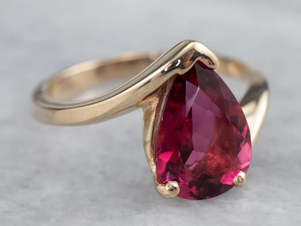 Teardrop Framboos Tourmaline Bypass Ring