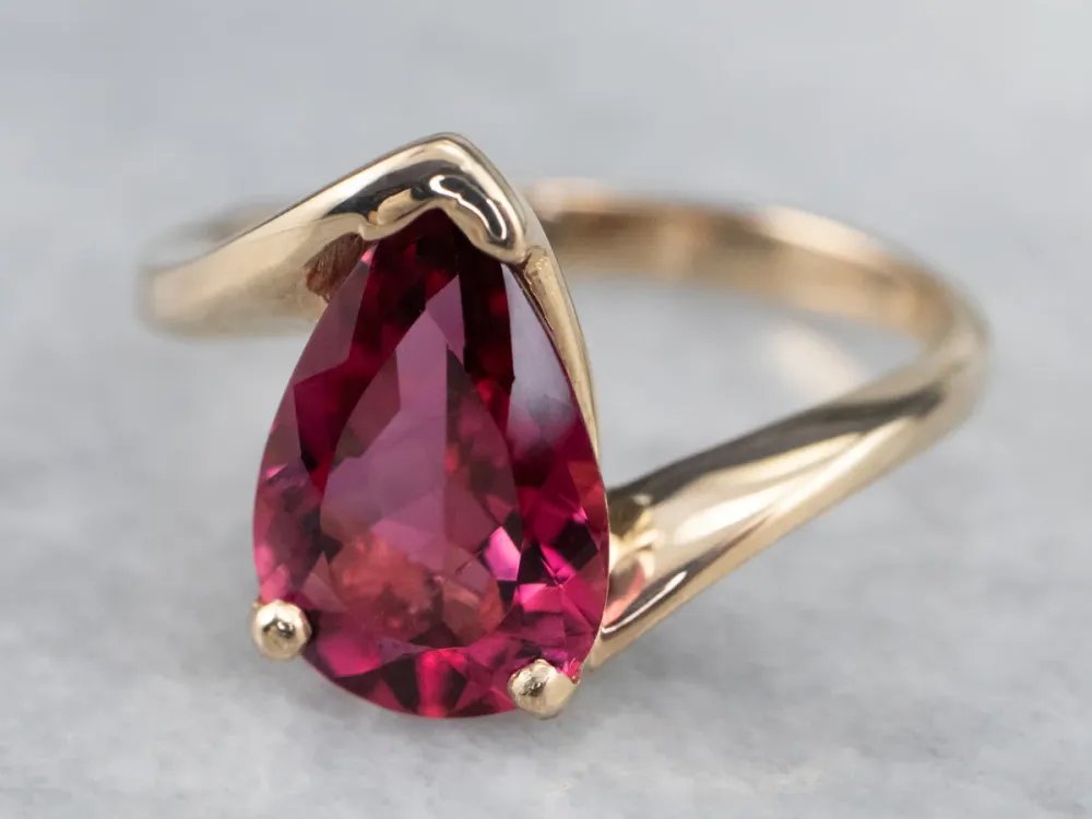 Teardrop Framboos Tourmaline Bypass Ring