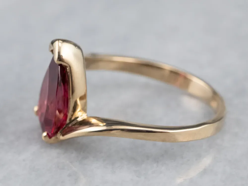 Teardrop Framboos Tourmaline Bypass Ring