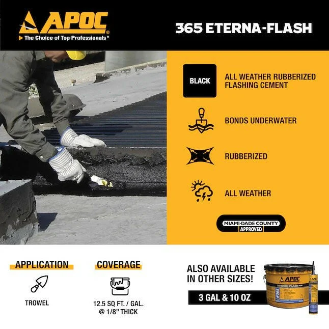 APOC Eterna-Flash ULTRA Fibered Cement Roof Sealant (1-Gallon) met Harder Inclusief