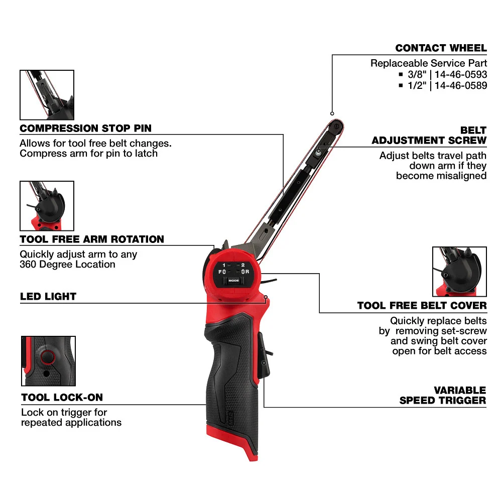 Professionele Kwaliteit MILWAUKEE M12 FUEL 1/2" X 18" Bandfile (Tool Only)