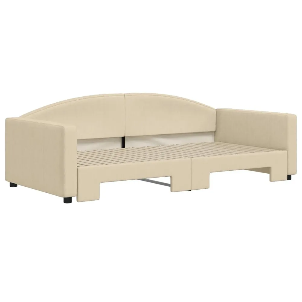 Camper Gordijnrail Slaapbank met onderschuifbed 100x200 cm stof crèmekleurig
