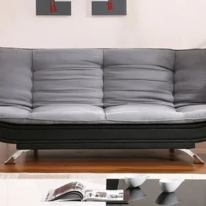Camper Tafelpoort Bedbank van stof en kunstleer DEMIDO III - Grijs en zwart
