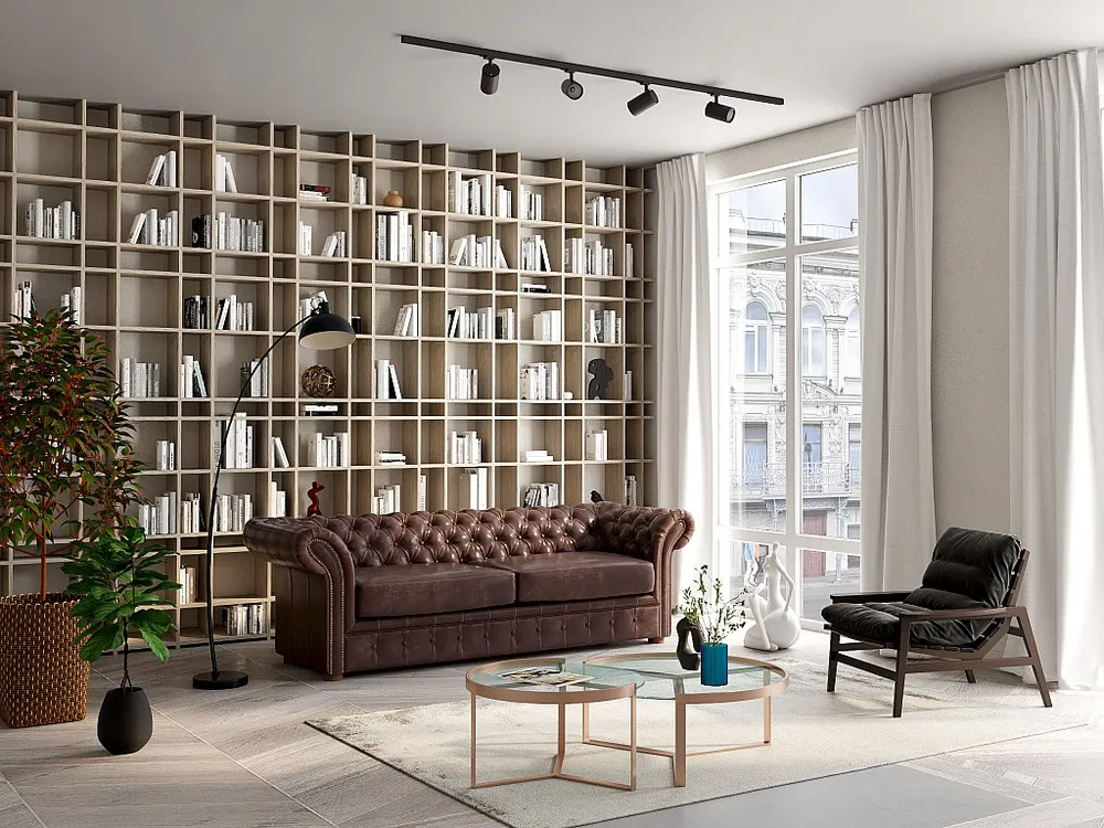 Camper Tafelpoort Driezitsbank chesterfield CLOTAIRE van leer met lived- aspect