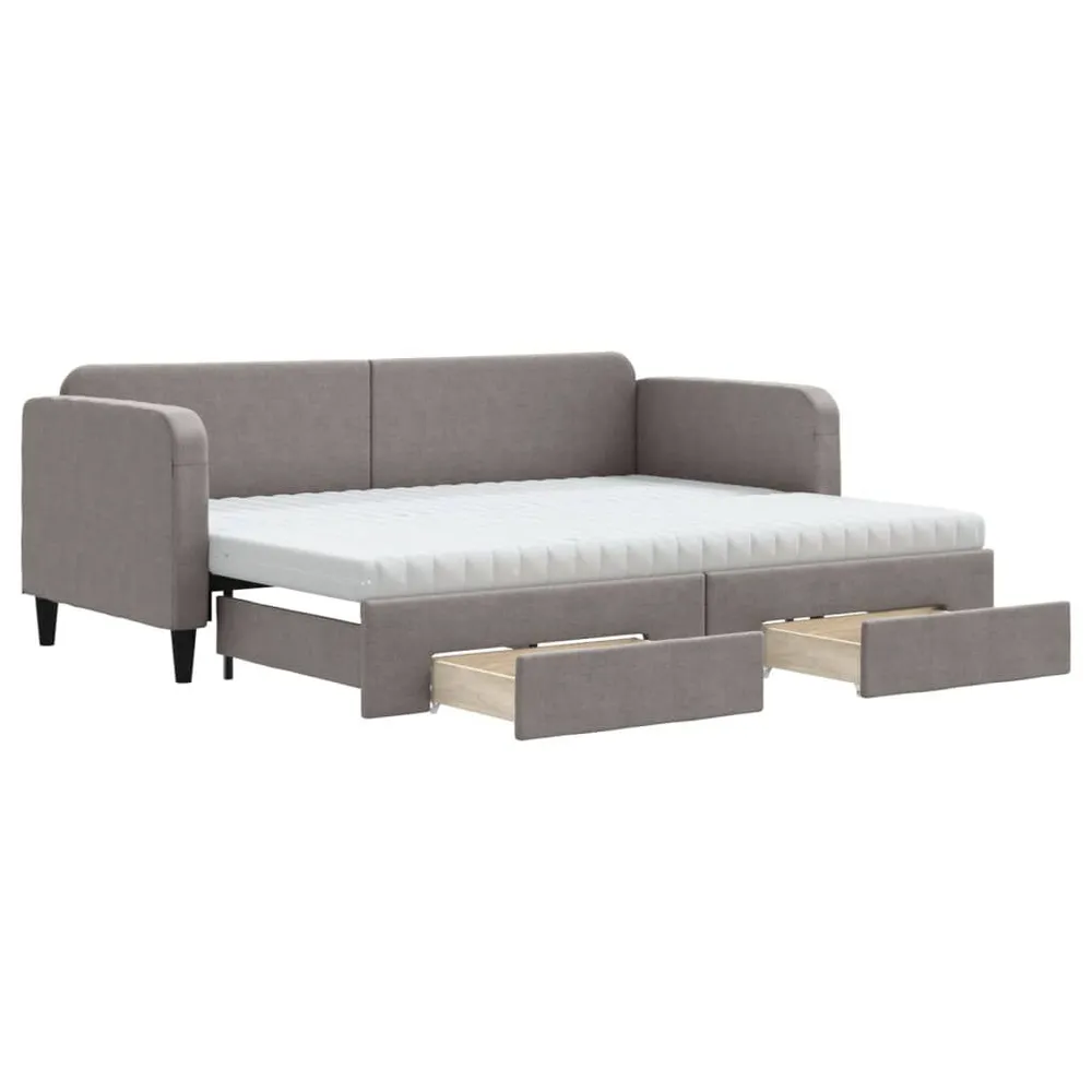 Caravan Ledverlichting Slaapbank met onderschuifbed en lades 80x200 cm stof taupe