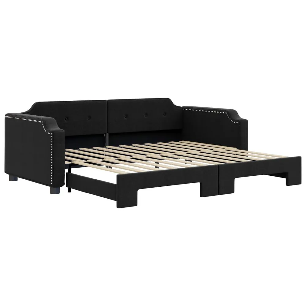 Heavy Duty Slaapbank met onderschuifbed 100x200 cm stof zwart
