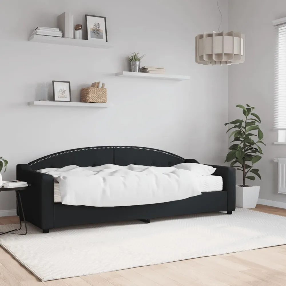 Premium Slaapbank met matras 80x200 cm stof zwart