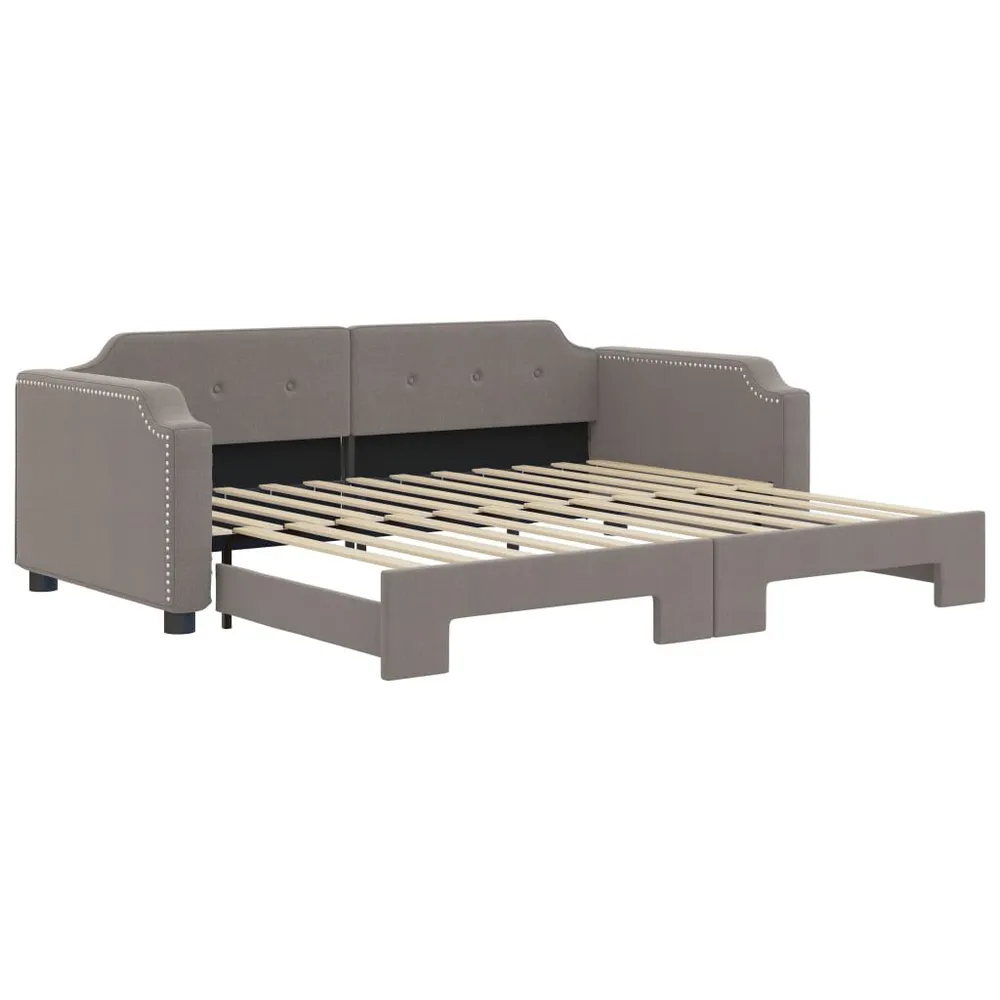 Premium Slaapbank met onderschuifbed 80x200 cm stof taupe