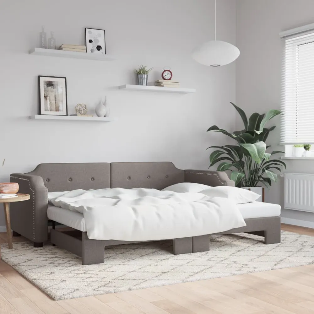 Premium Slaapbank met onderschuifbed 80x200 cm stof taupe