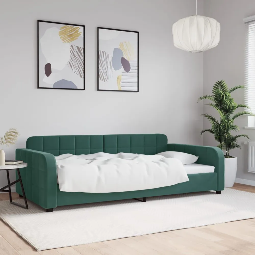Slaapbank 100x200 cm fluweel donkergroen - Universeel Pasmodel