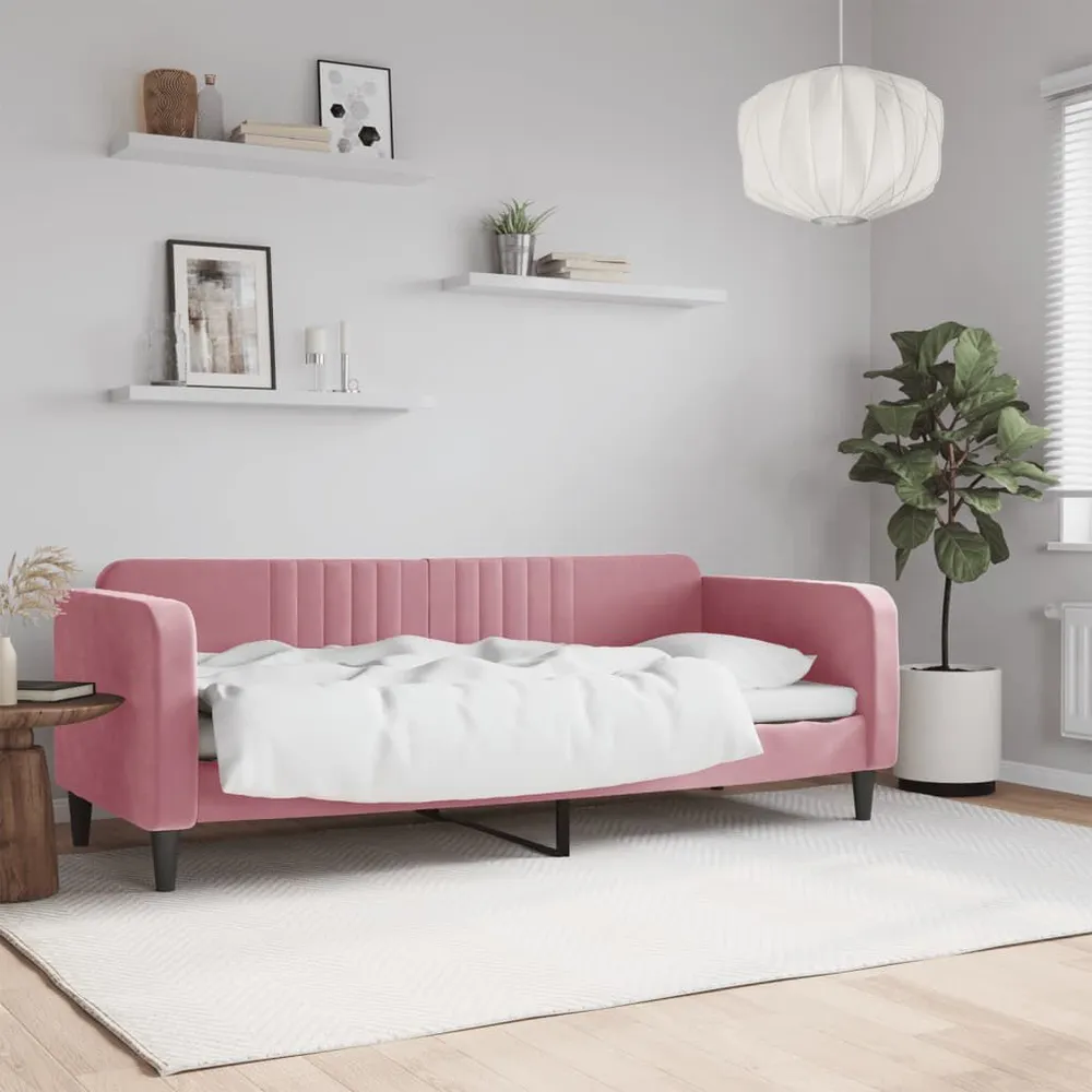 Slaapbank 80x200 cm fluweel roze - Universeel Pasmodel