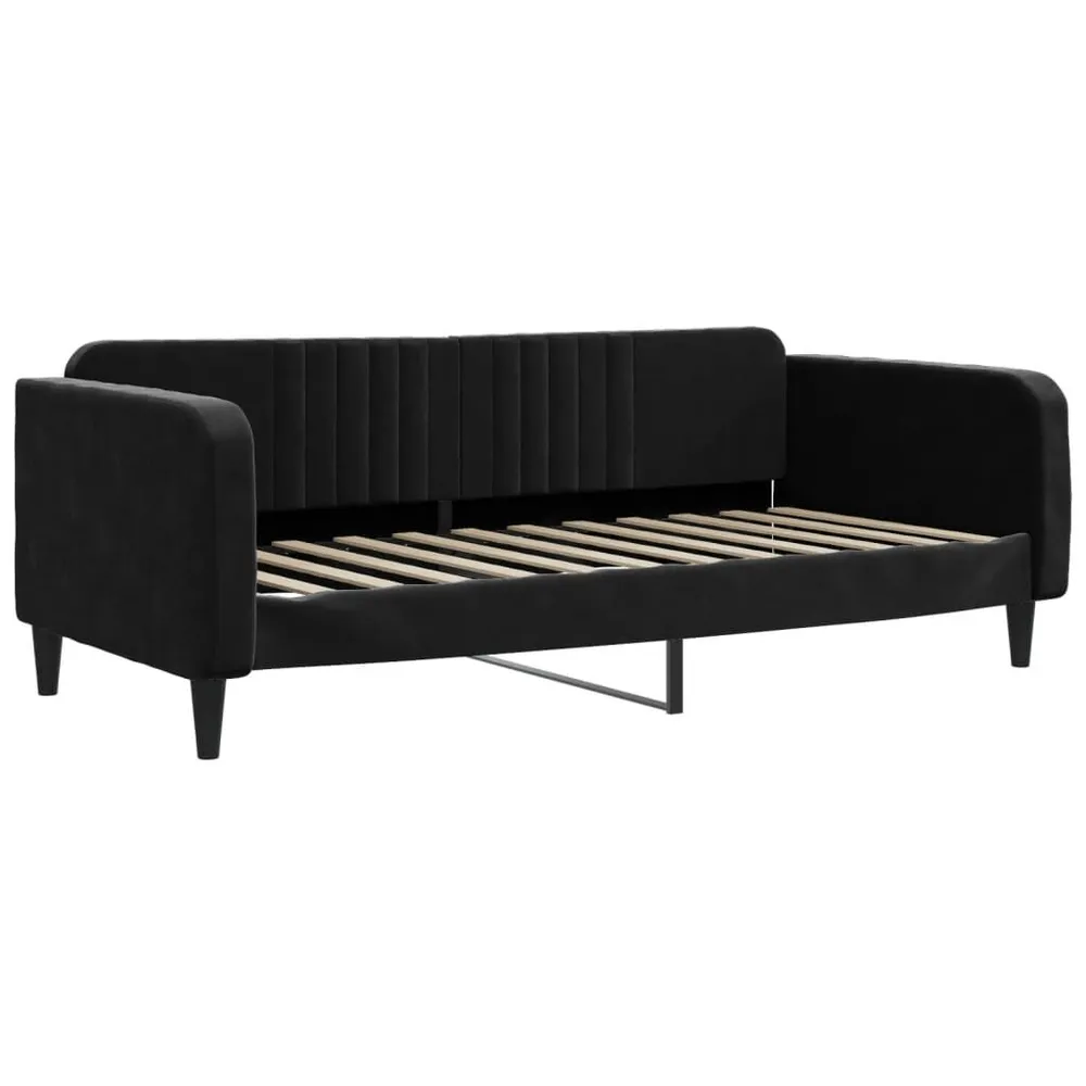 Slaapbank 90x200 cm fluweel zwart met Verstelbaar Mechanisme