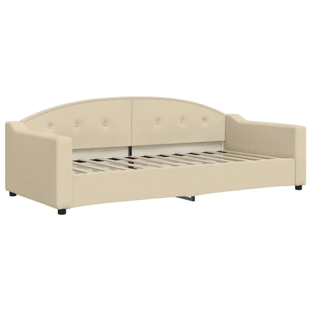 Slaapbank 90x200 cm stof crèmekleurig | Opvouwbaar | Compact