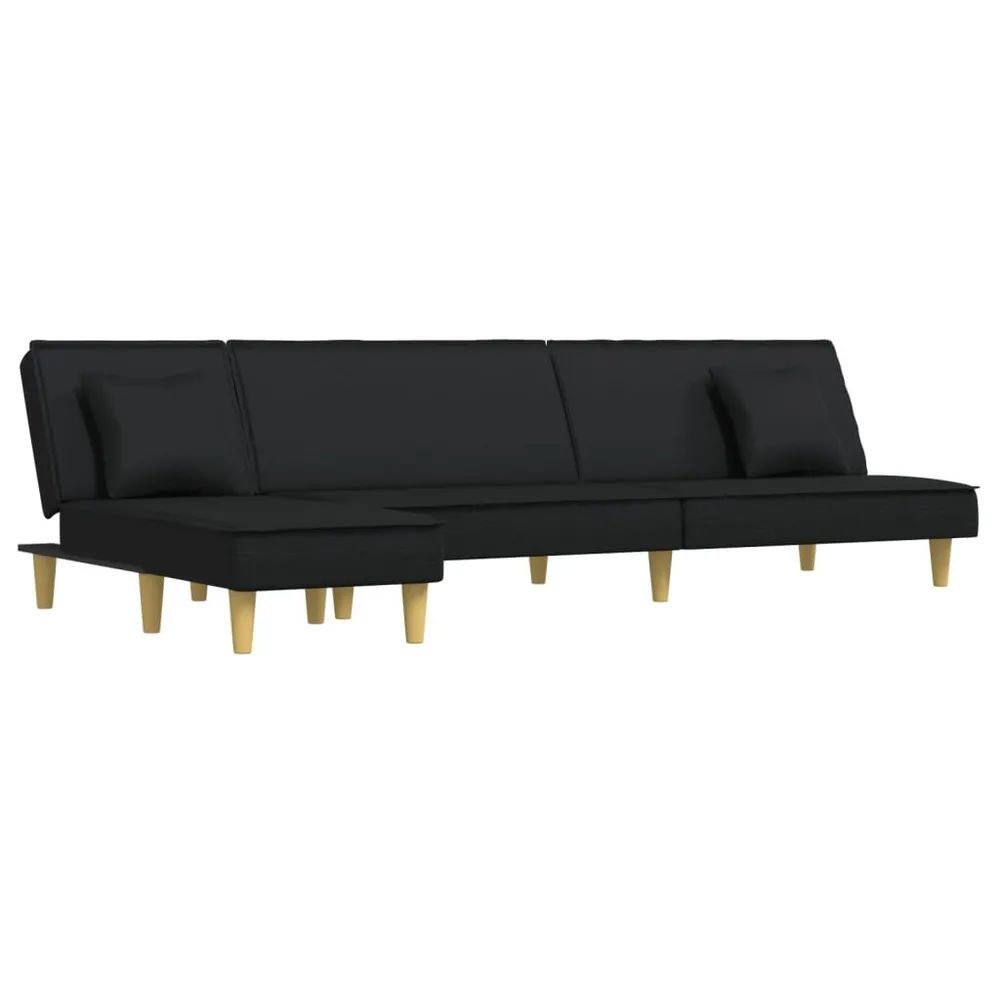 Slaapbank L-vormig 255x140x70 cm fluweel zwart met CE-Keurmerk
