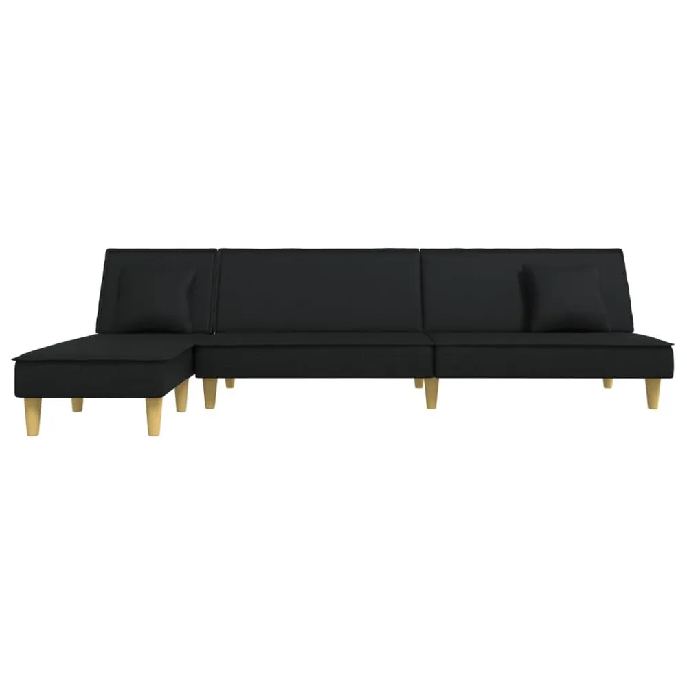 Slaapbank L-vormig 255x140x70 cm fluweel zwart met CE-Keurmerk