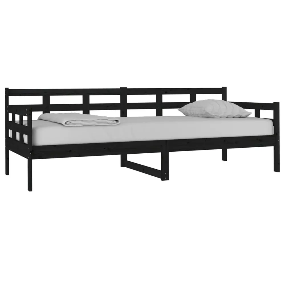 Slaapbank massief grenenhout zwart 80x200 cm