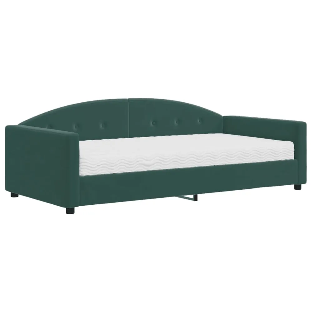 Slaapbank met matras 100x200 cm fluweel donkergroen