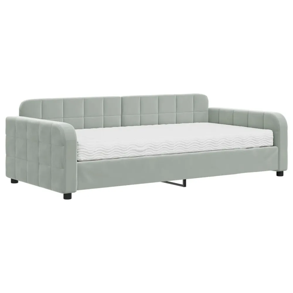 Slaapbank met matras 100x200 cm fluweel lichtgrijs