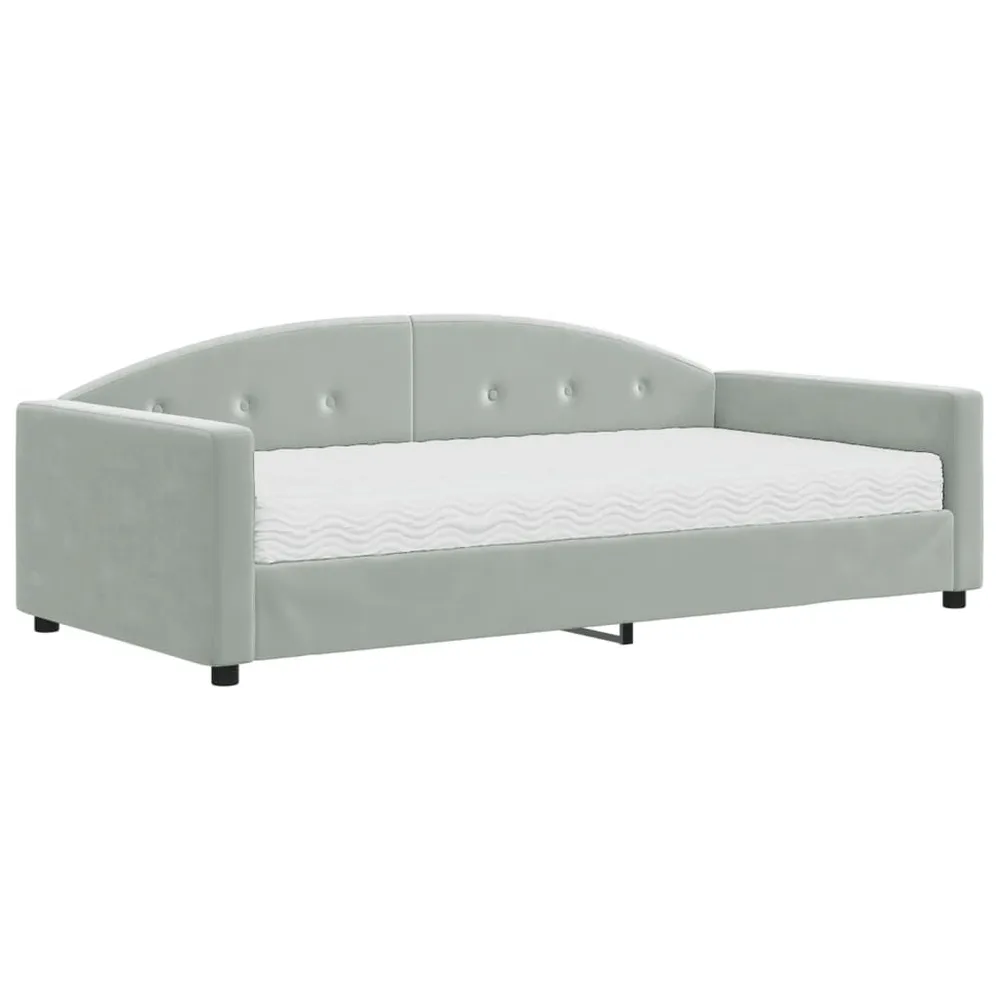 Slaapbank met matras 100x200 cm fluweel lichtgrijs