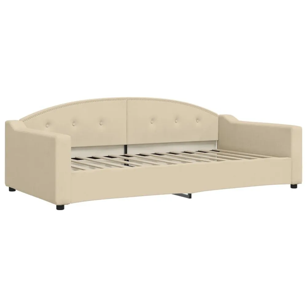 Slaapbank met matras 100x200 cm stof crèmekleurig met Klittenband Bevestiging
