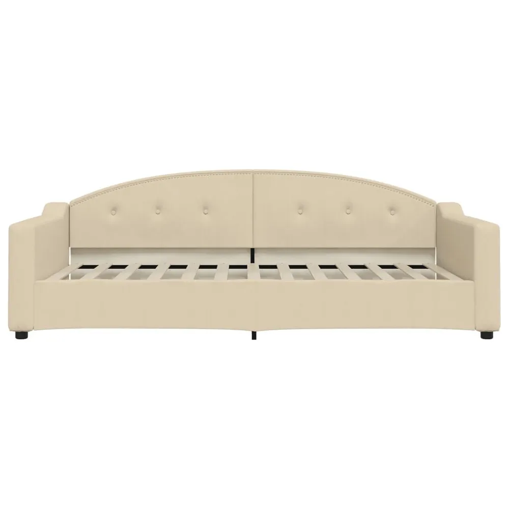 Slaapbank met matras 100x200 cm stof crèmekleurig met Klittenband Bevestiging