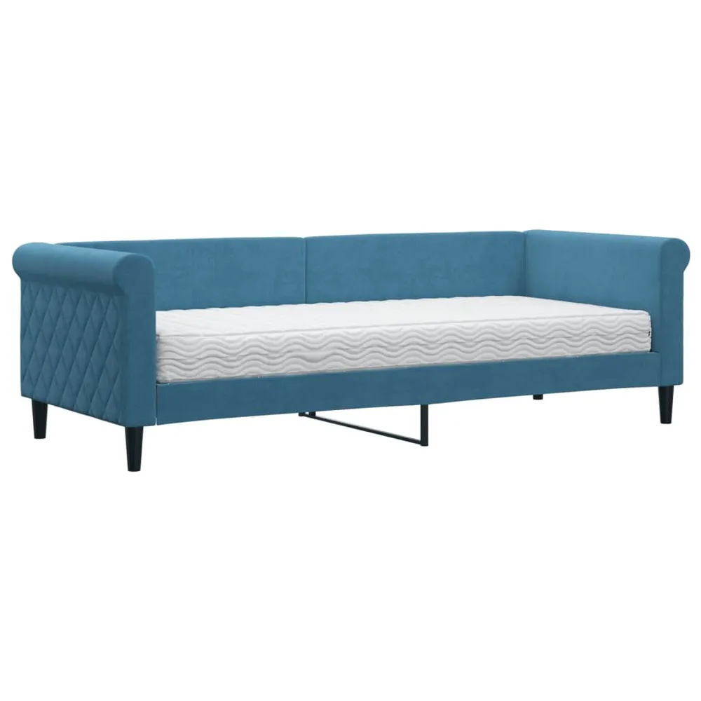Slaapbank met matras 80x200 cm fluweel blauw