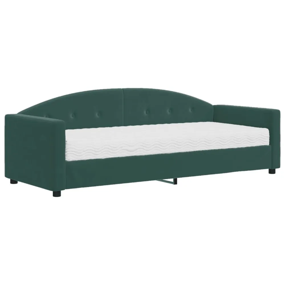 Slaapbank met matras 80x200 cm fluweel donkergroen