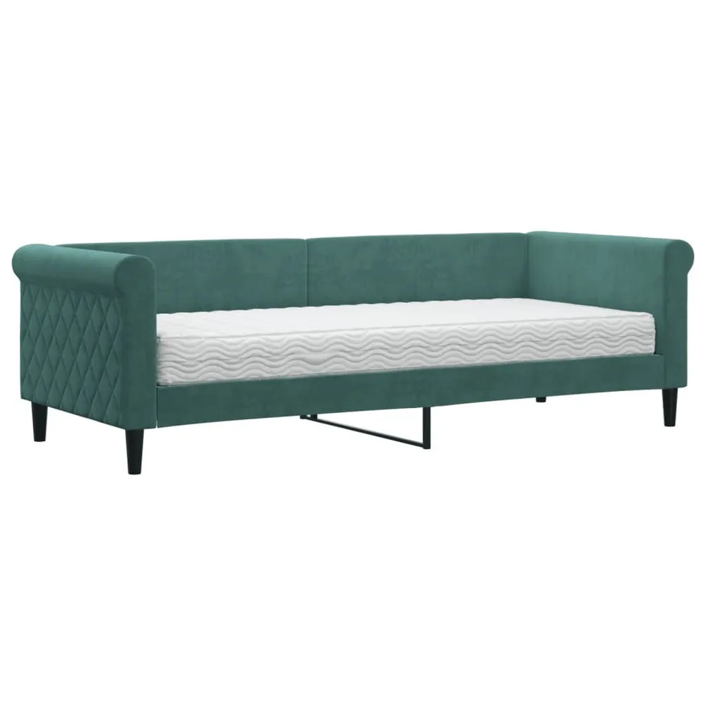 Slaapbank met matras 80x200 cm fluweel donkergroen