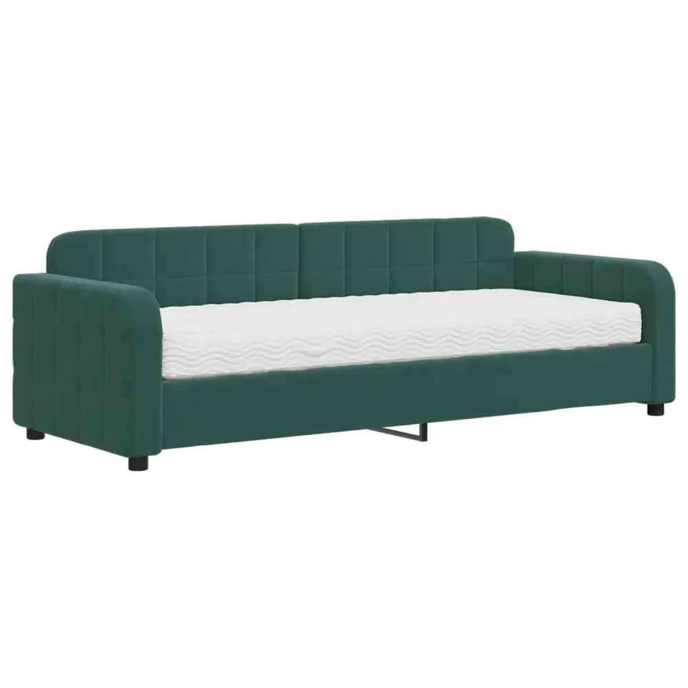 Slaapbank met matras 80x200 cm fluweel donkergroen
