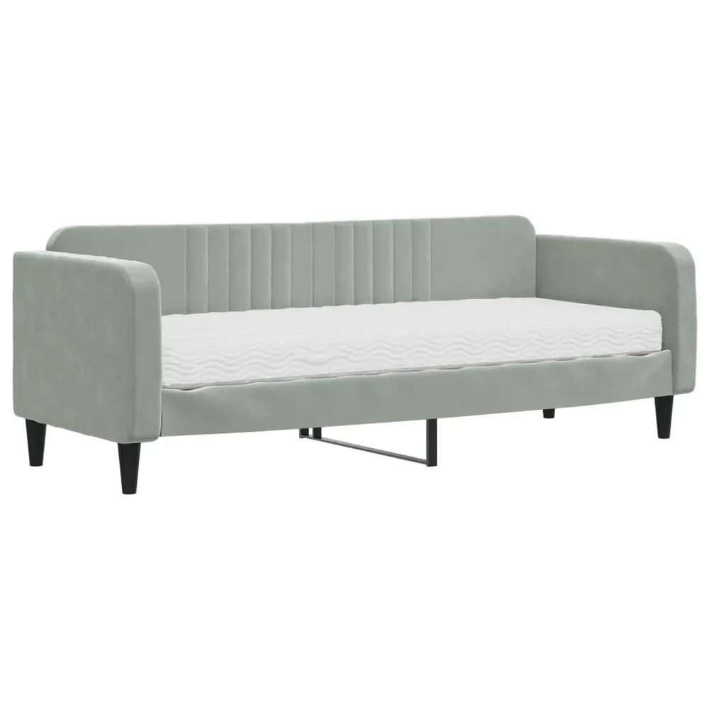 Slaapbank met matras 80x200 cm fluweel lichtgrijs