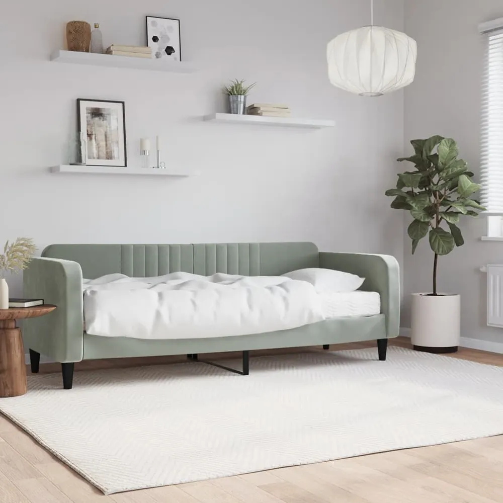Slaapbank met matras 80x200 cm fluweel lichtgrijs
