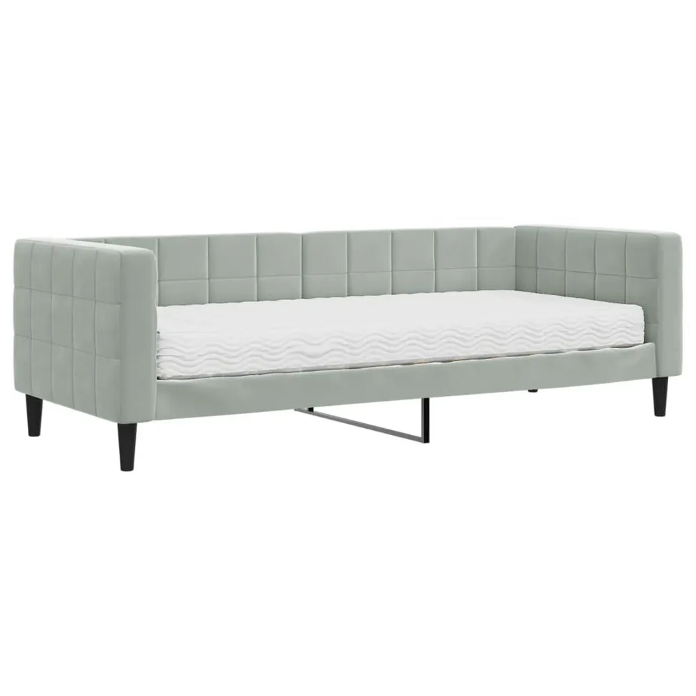 Slaapbank met matras 80x200 cm fluweel lichtgrijs