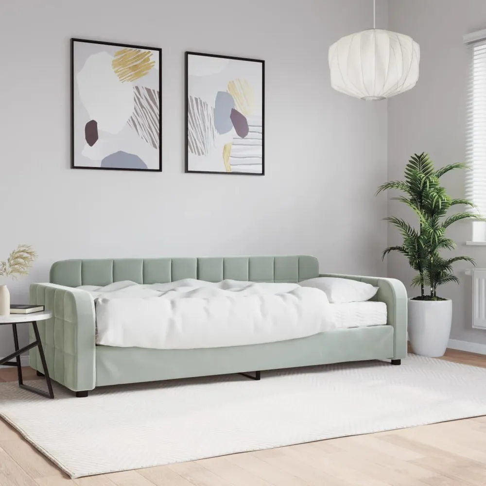 Slaapbank met matras 80x200 cm fluweel lichtgrijs