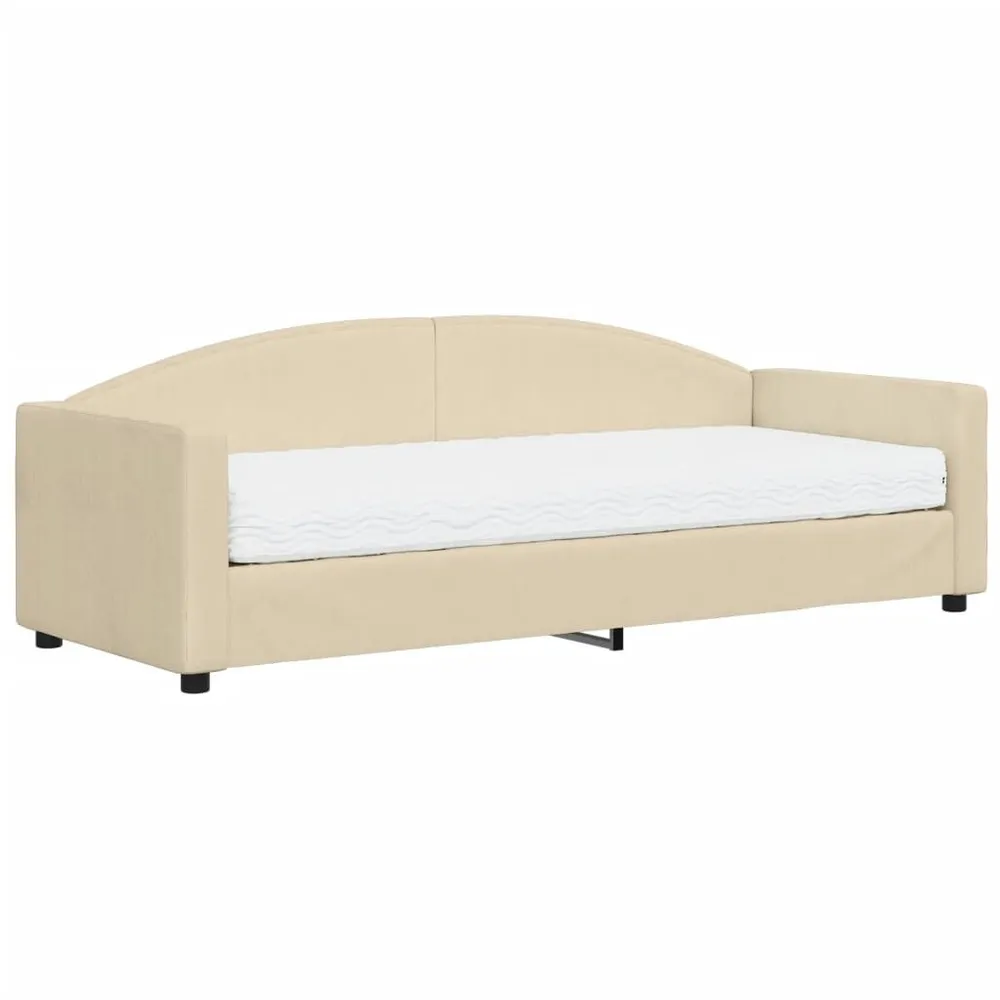 Slaapbank met matras 80x200 cm stof crèmekleurig - Universeel Pasmodel