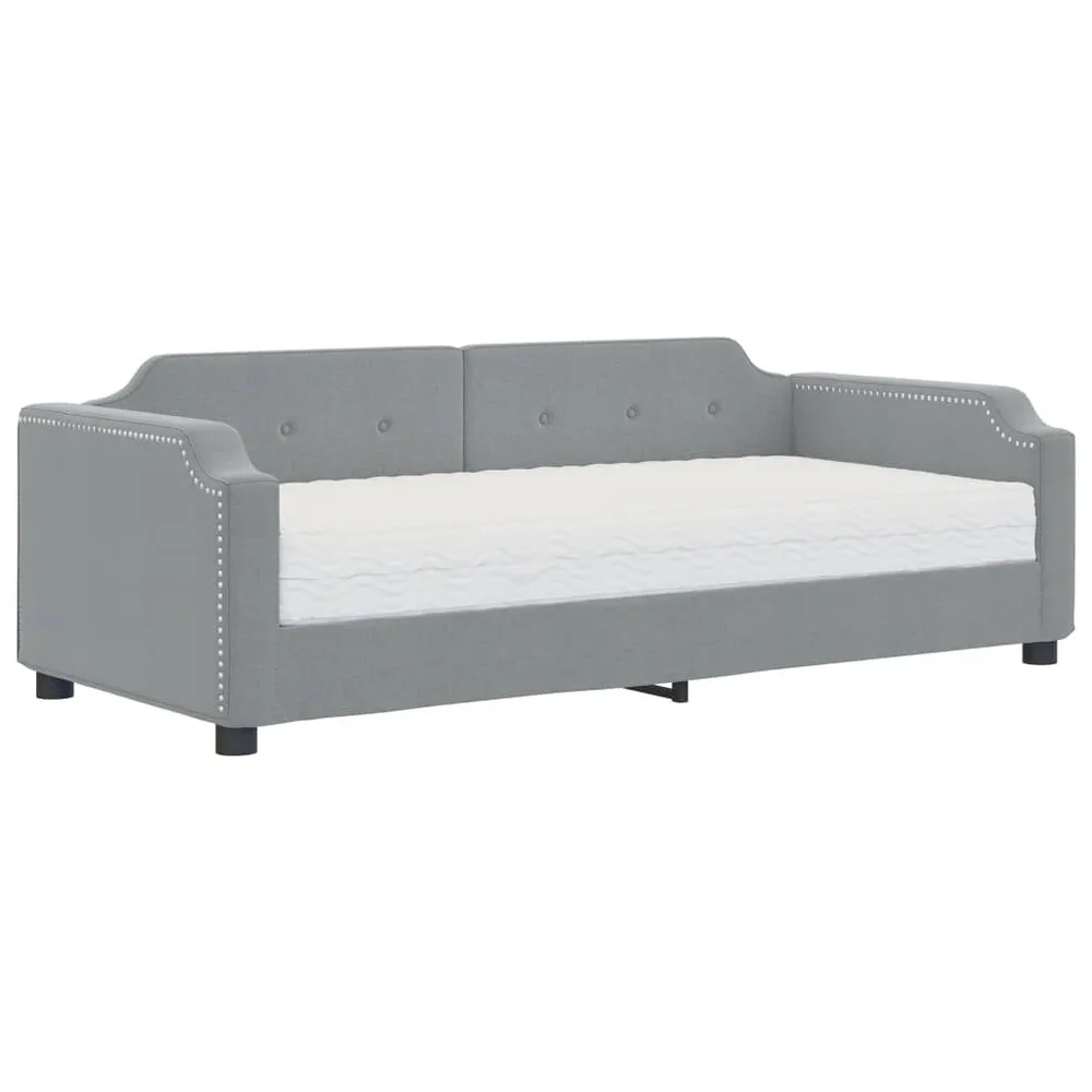 Slaapbank met matras 80x200 cm stof lichtgrijs