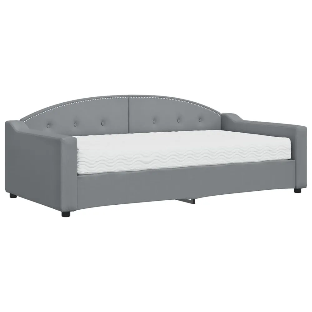 Slaapbank met matras 90x190 cm stof lichtgrijs